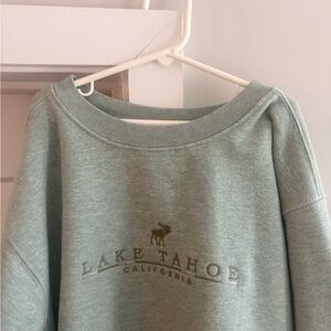 Lake Tahoe California Women's Sage Green Crew Neck Sweater